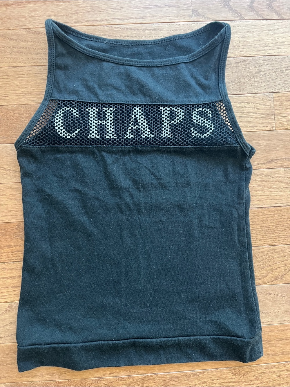 Chaps Black Tank with Mesh CHAPS Logo
